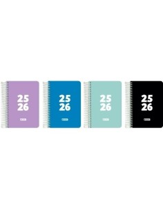 ENRI AGENDA ESCOLAR TEENS ESPIRAL 4º DP T/PLÁSTICO C/SURTIDOS 2025-2026 CASTELLANO - Pack de 4 unidades